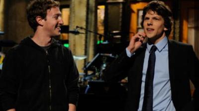 Mark Zuckerberg Meets Jesse Eisenberg on SNL