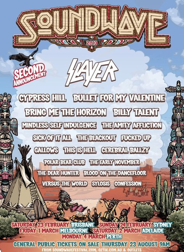 Slayer, Cypress Hill and More Added To 2013 Soundwave Lineup