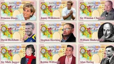 Robbie Williams, Becks And Princess Di Battle It Out For The New £10 Note