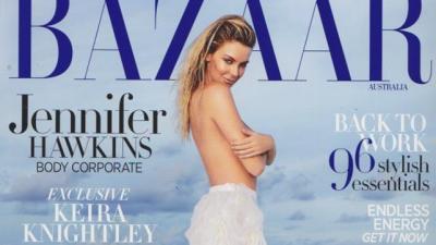 Jennifer Hawkins Goes Topless For Harper’s BAZAAR