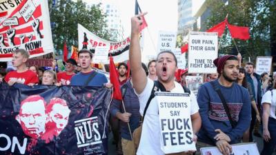 Thousands Of Students March In Protest Of University Fee Deregulation