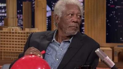 Morgan Freeman Chatted to Jimmy Fallon While Sucking A Helium Balloon
