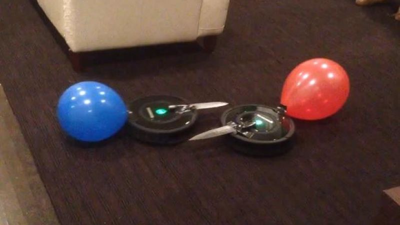 Some Drunk People Filmed Their Roombas Having a Knife Fight