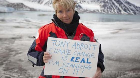 Emma Thompson Gave Tony Abbott A Shout Out From Atop A Melting Glacier