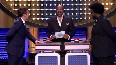 Jimmy Fallon And Jason Segel Hilariously Battled The Roots At Family Feud