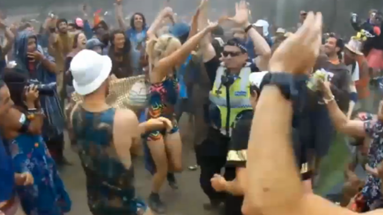 Victoria Policeman Cuts Sick, Steals Show At Rainbow Serpent Music Festival