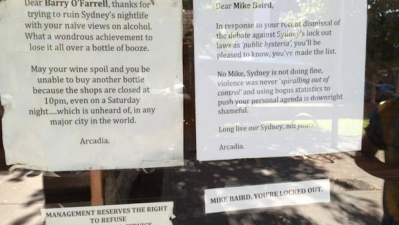 Sydney’s Hospitality Industry Revolts, Is Locking Mike Baird Out Of Venues