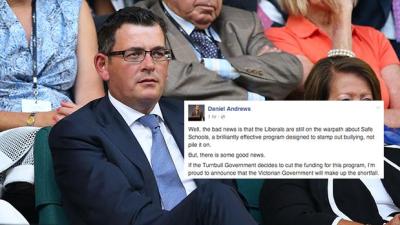 Daniel Andrews Vows To Save Safe Schools In VIC, Even If Turnbull Axes It