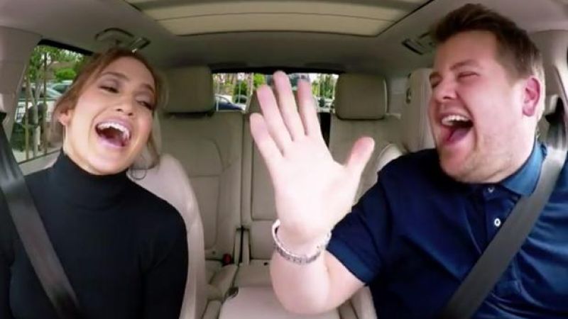 WATCH: JLo Polishes Her Pipes With James Corden For ‘Carpool Karaoke’