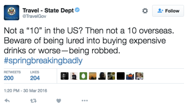 The US State Dept Told Spring Breakers They’re Too Ugly To Get Laid