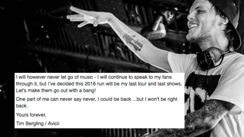 Avicii Announces He’s Officially Retiring From Touring Via Lovin’ FB Post