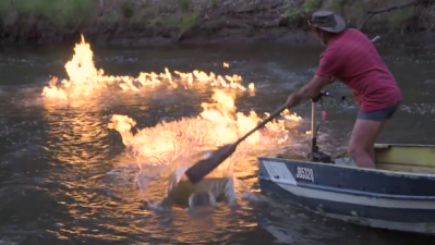 WATCH: QLD River Lights On Fkn Fire, Care Of Massive Underwater Gas Leaks
