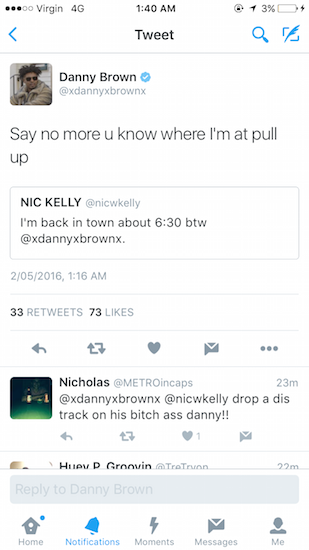 Danny Brown Got Real Lit & Tweet-Challenged A Sydney Music Writer To Fight
