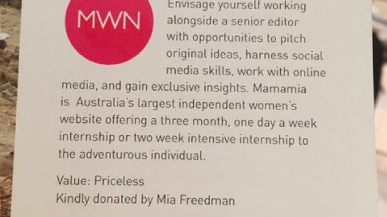 An Unpaid Internship At Mamamia Was Sold For $10,000 Today