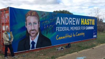 A Pollie Paid $400 To Have A Mullet Painted On His Own Defaced Billboard