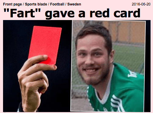 Swedish Footballer Cops A Red Card For Dropping A Massive Fart On Field
