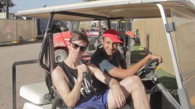 WATCH: Matt & Alex Kill Time At SITG With A High-Intensity Golf Cart Race