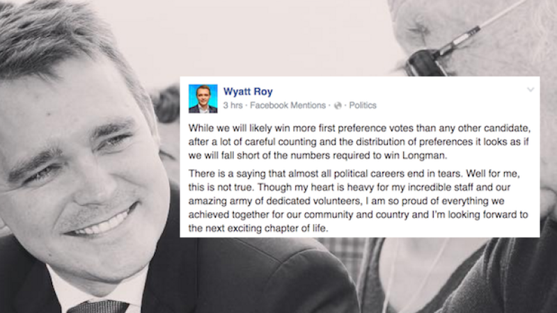 Youngest MP Ever Wyatt Roy Concedes Defeat Via FB, Signs Off With Emoji