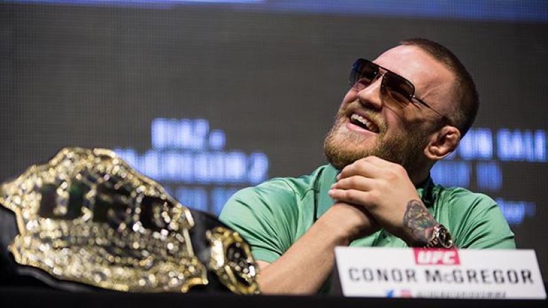 WATCH: Conor McGregor Pegged Bottles At Nate Diaz In A Chaotic UFC Presser
