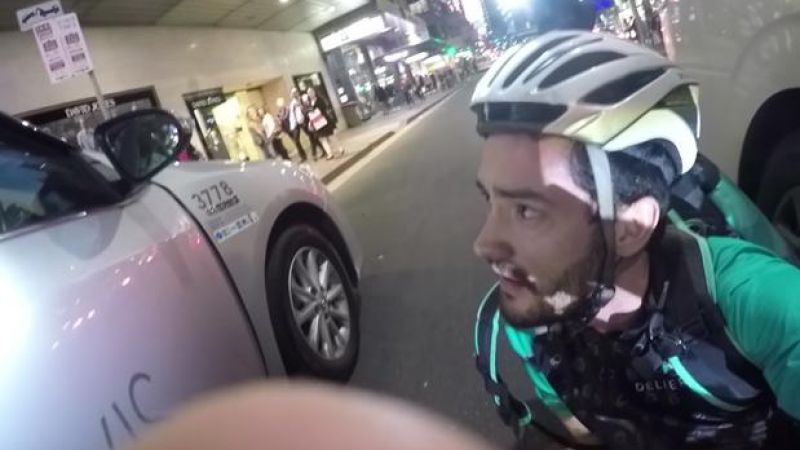 WATCH: Sydney Deliveroo Rider Films Shift, Captures Immediate Car-Dooring