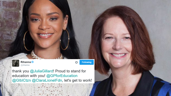Rihanna & Julia Gillard Reveal Charity Team-Up With A V. Strong Twitter Pic