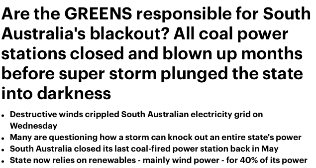 It Took The Usual Crowd About 2 Secs To Blame The SA Blackout On The Greens