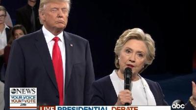 The Internet Can’t Cope With Trump Leering Behind Hillary Like A Creep