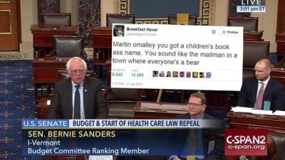 Bernie Sanders’ Giant Printed Trump Tweet Has Yielded Many, Many Memes