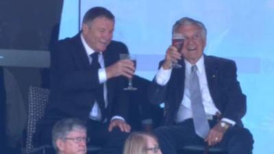 Like Clockwork, Ex-PM Bob Hawke Is Back Sculling Froth Dogs At The Cricket