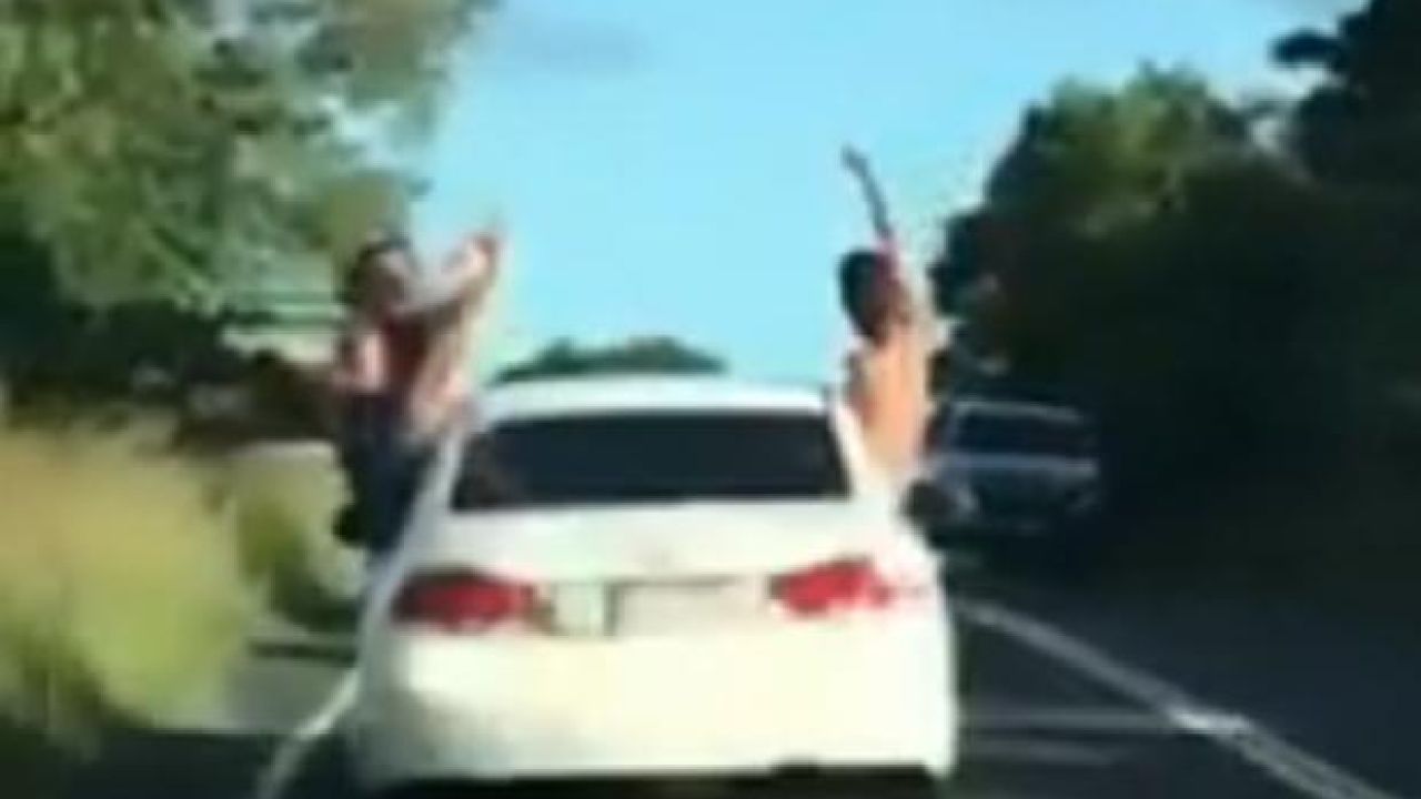 WATCH: Dash Cam Captures 4 QLD Gronks Hooning Halfway Out Of A Honda Civic