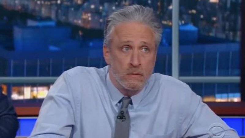 WATCH: Jon Stewart Emerges From Beneath Colbert’s Desk To Scorch Trump