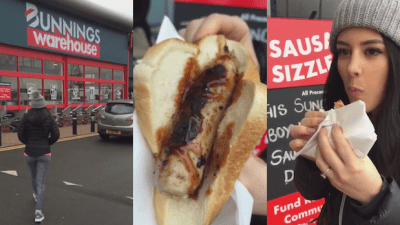WATCH: Aussie Takes One For The Team, Reviews The UK Bunnings’ Snag Sizzle