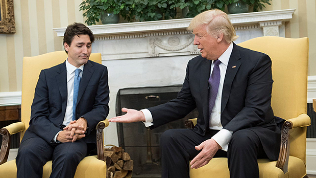 Justin Trudeau Blankly Staring At Trump’s Handshake Is Today’s V. Good Meme