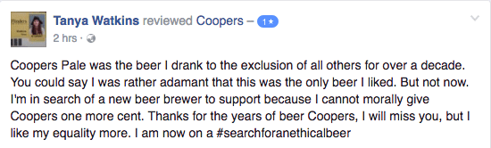 Furious Froth-Lovers Boycott Coopers Over Marriage Equality Debate Video