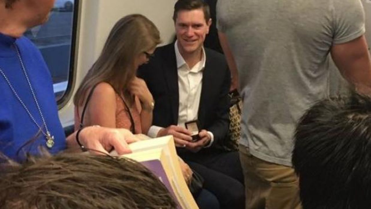 V. Cute Couple Get Engaged On Melbourne Train 10 Years After Meeting On One