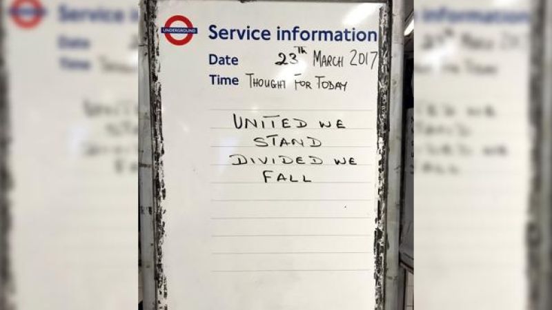 London Tubes Use Iconic ‘Thought For Today’ To Spread Msgs Of Solidarity