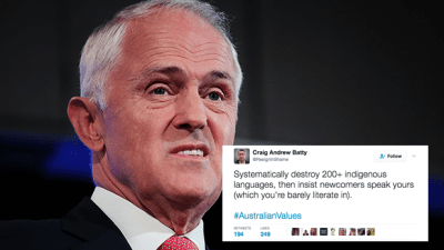Twitter Is Ferociously Rinsing Turnbull’s “Australian Values” Quip