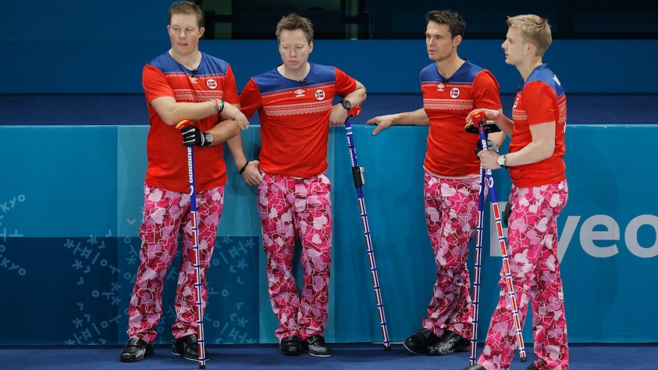 Behold The Aggressively Pink Pantaloons Of Norway’s Olympic Curling Team