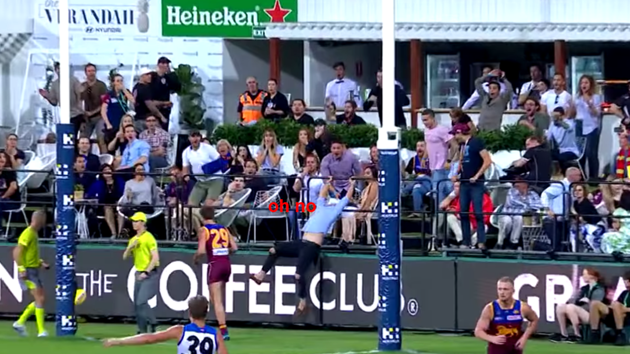 Watch This Absolute Fiend Flip Clear Over The Fence At An AFL Game In Brissy