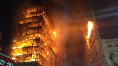 One Person Believed Dead After Burning São Paulo High-Rise Collapses