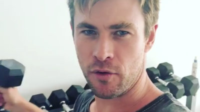 Chris Hemsworth Celebrates ‘Infinity War’ With Bicep Curls & A Solid “Yiew”