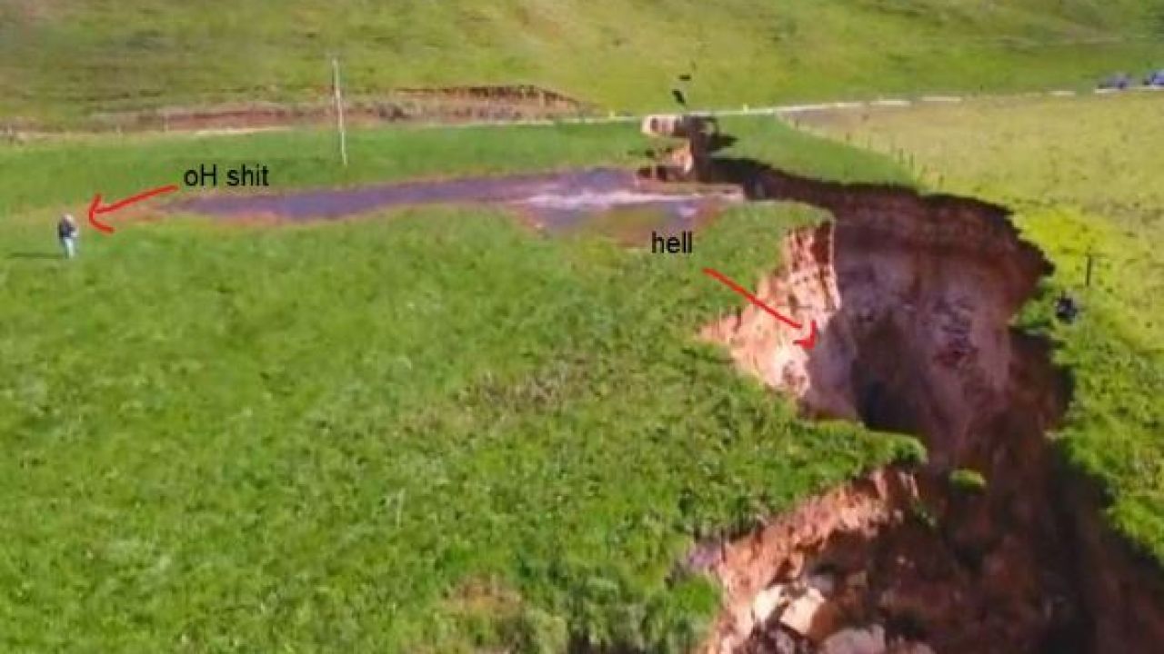 Ginormous Sinkhole The Size Of Two Footy Fields Rips Through Farm In NZ
