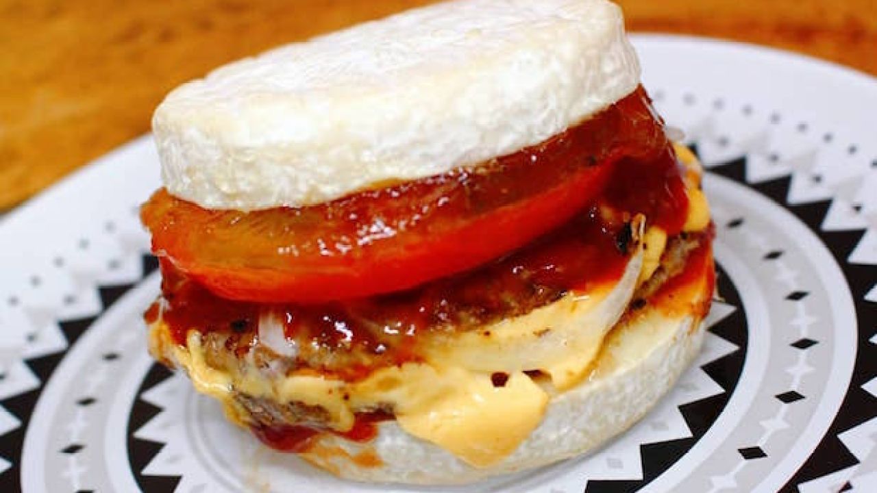 This Unholy Abomination Of A Hamburger Has Camembert Instead Of A Bun