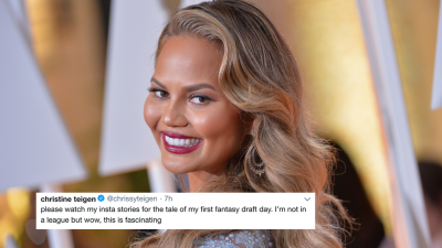 Chrissy Teigen Documents The Stresses Of Her First NFL Fantasy Draft Party