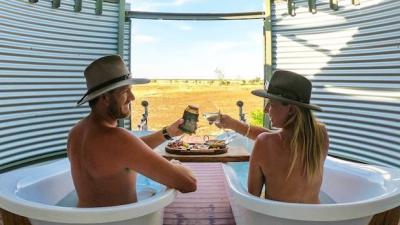 Chill In An Open-Air Bath With 180 Degree Outback Views At This Caravan Park