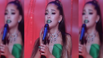 Ariana Grande Performs With ‘Pete’ Tattoo Conveniently Covered By Band-Aid