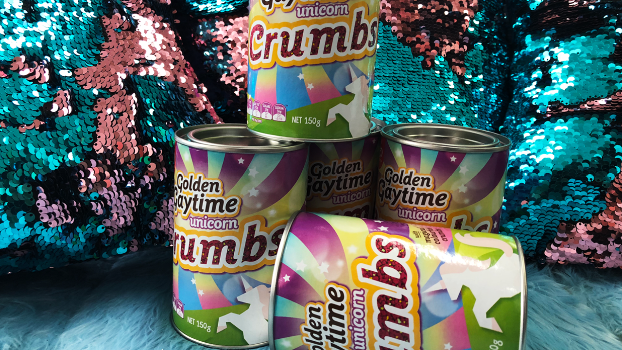 Glam Your Cakes With These New Tinnies Of Golden Gaytime Unicorn Crumbs