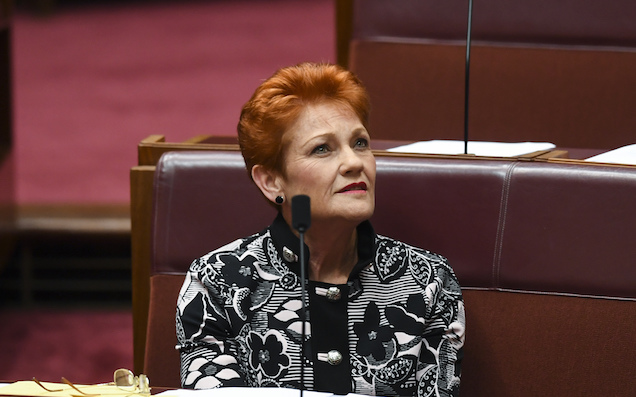 Pauline Hanson supported by government on 'It's okay to be white' motion.