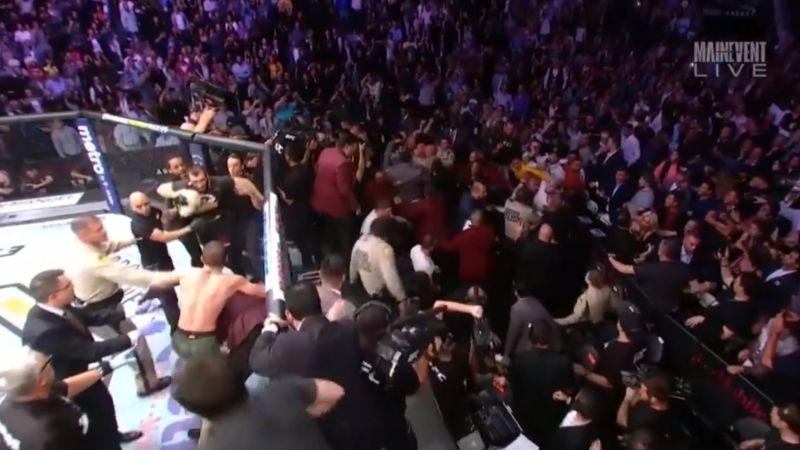 Here’s Khabib Nurmagomedov Launching Himself At McGregor’s Camp At UFC 229