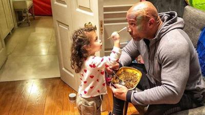 Dwayne Johnson Lets His Daughter Paint His Face In V. Wholesome Piccie